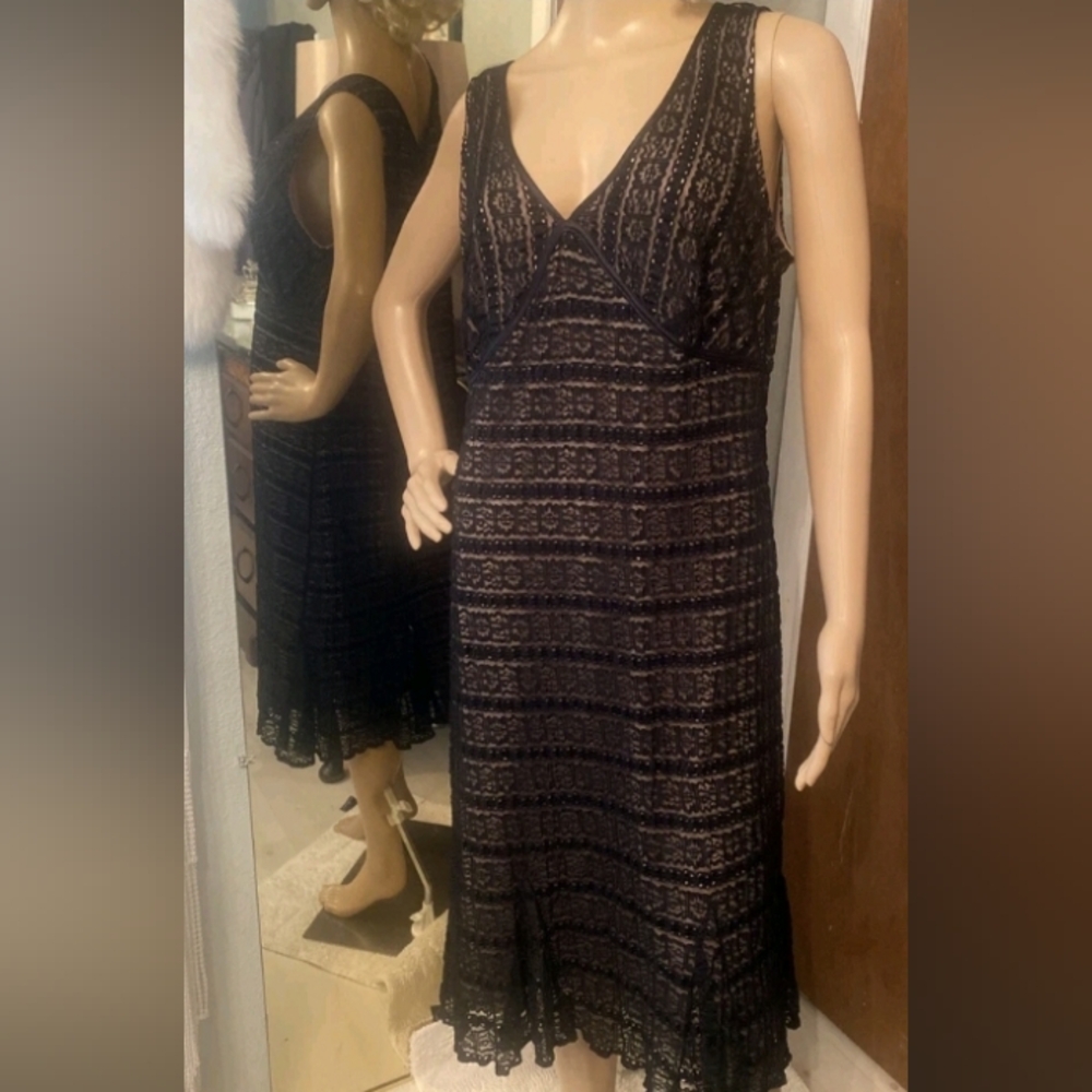 New York & Co Black Lace Midi Dress Sz XL NWOT
